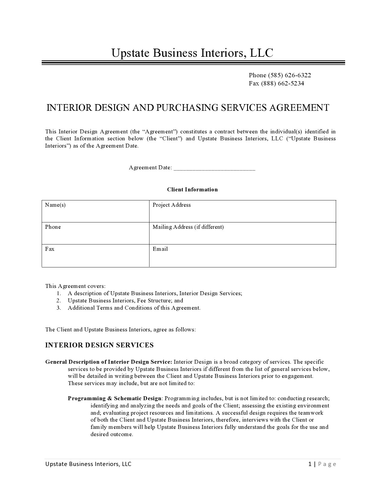 40 Interior Design Contract Templates Commercial Residential 