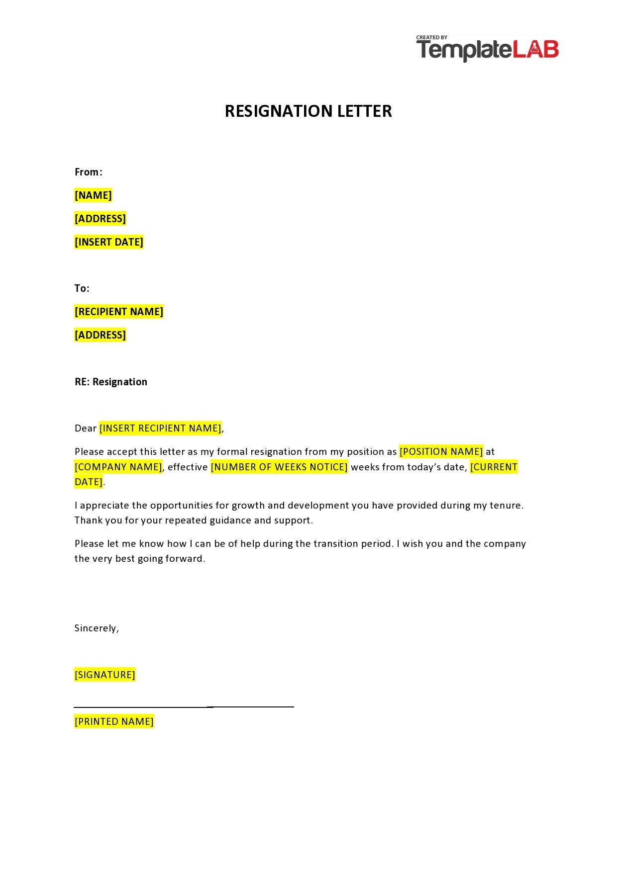 40 Two Weeks Notice Letters Resignation Letter Templates 