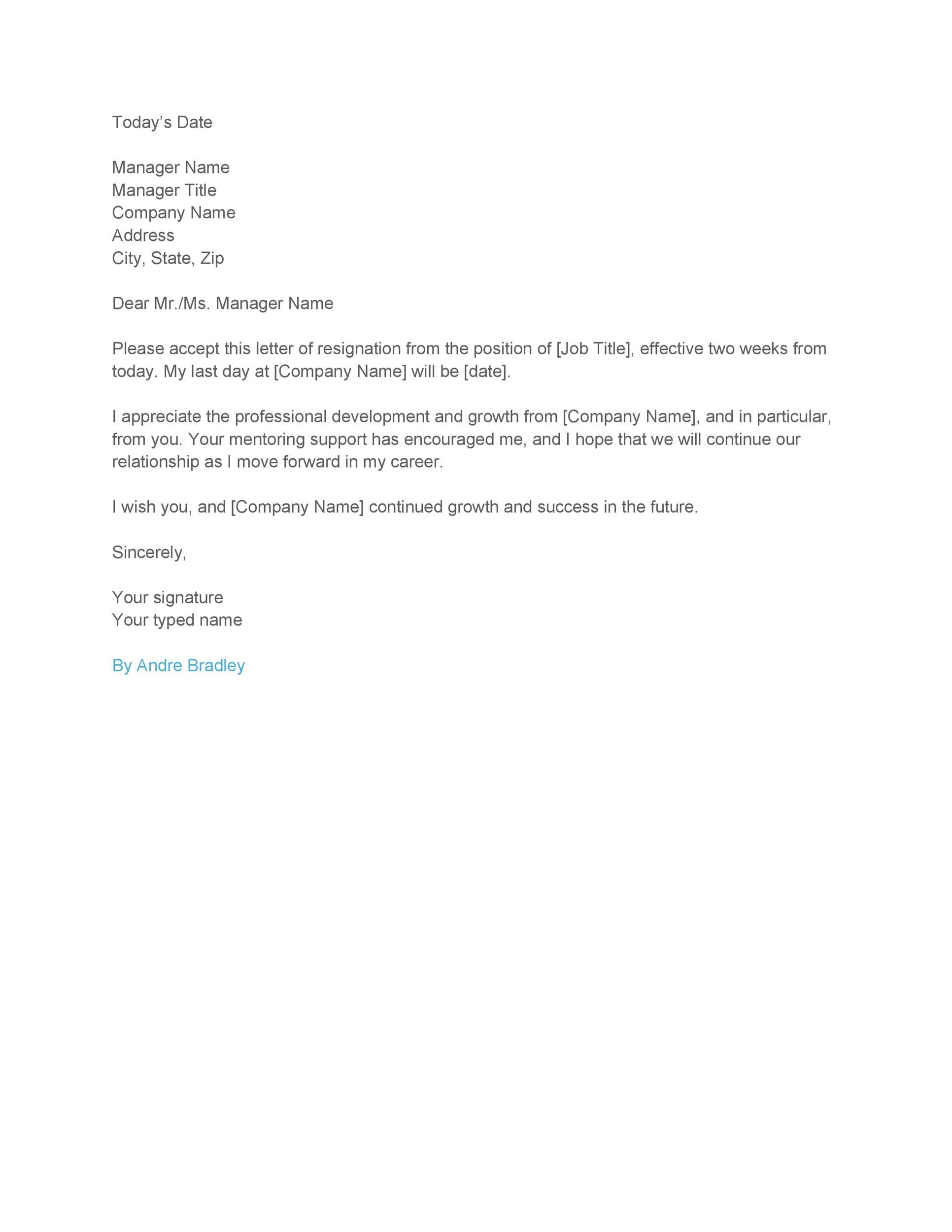 40 Two Weeks Notice Letters Resignation Letter Templates 