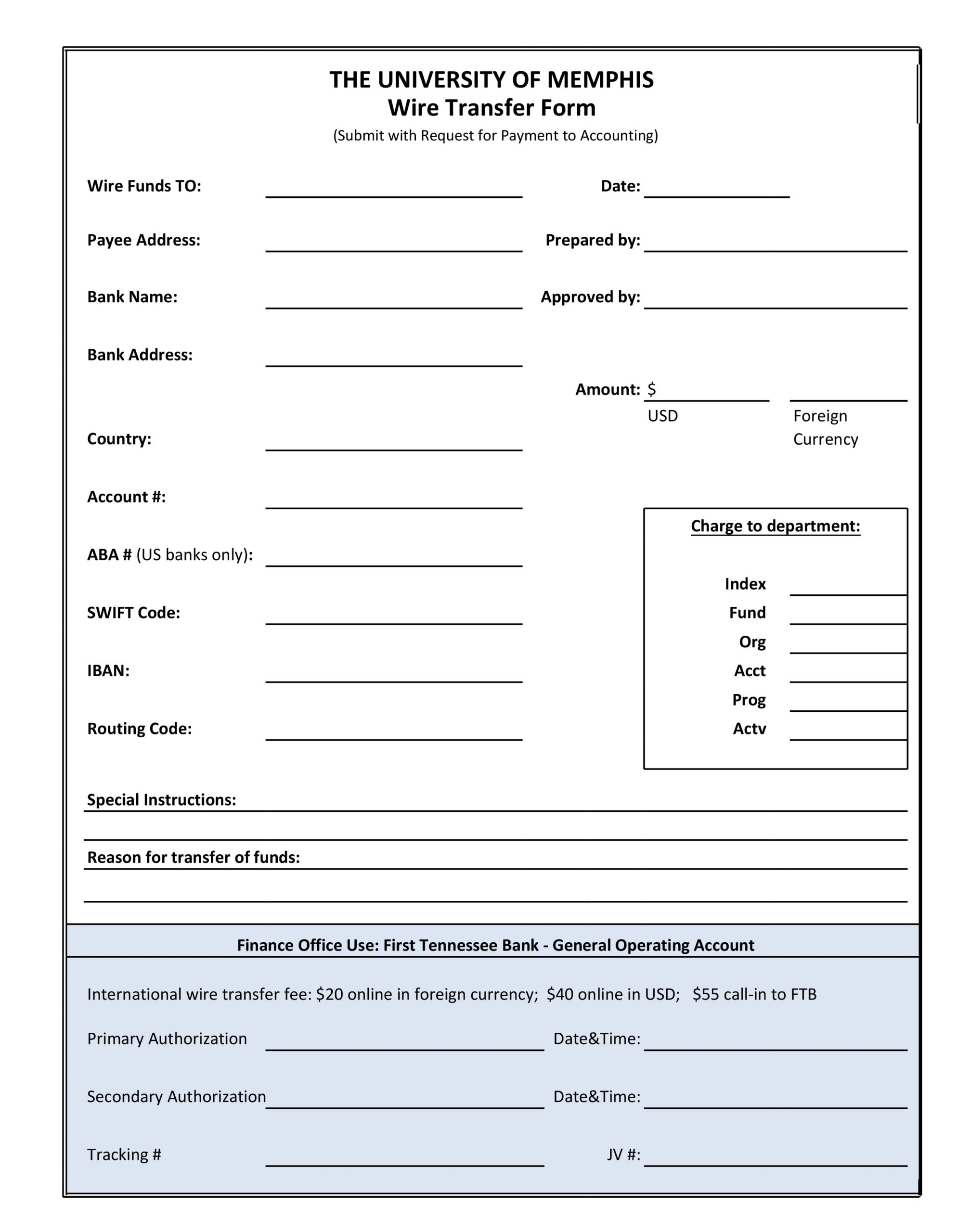 40 Wire Transfer Form Templates PDF Word Excel 