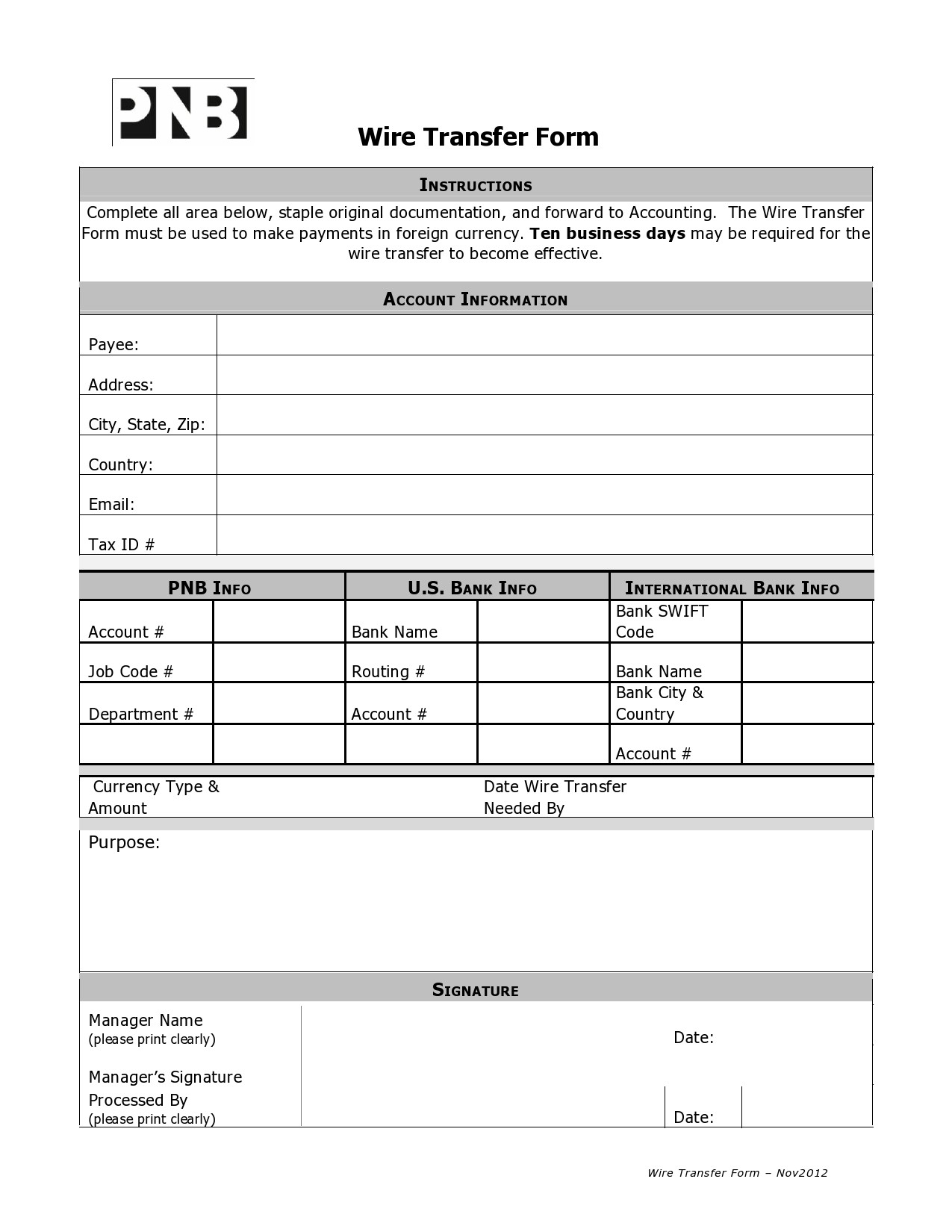 40 Wire Transfer Form Templates PDF Word Excel 