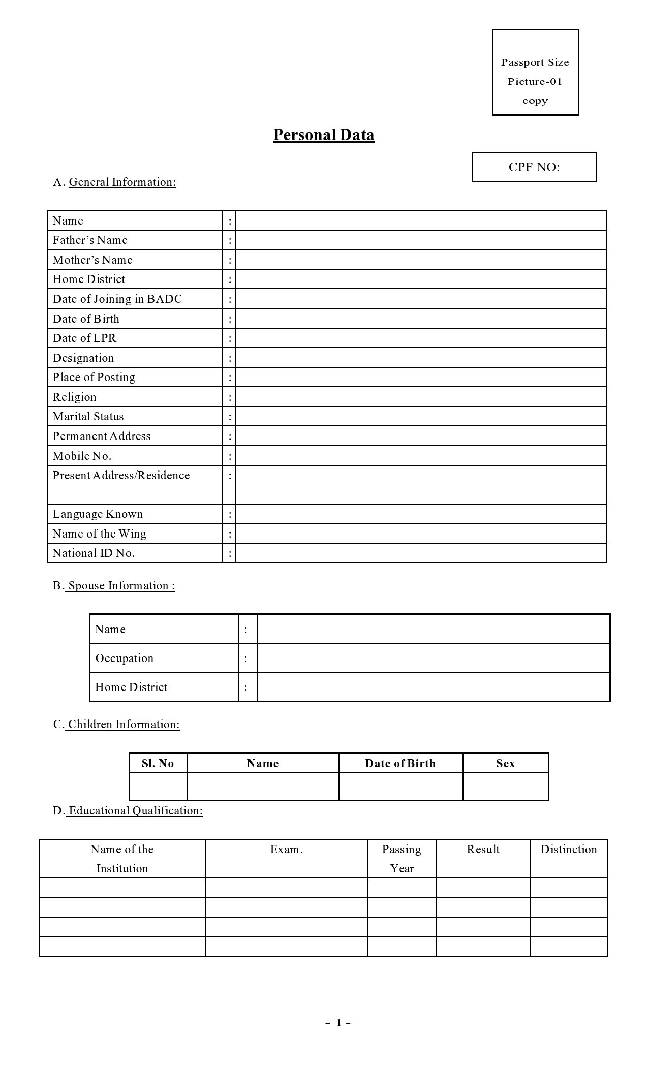 general information form