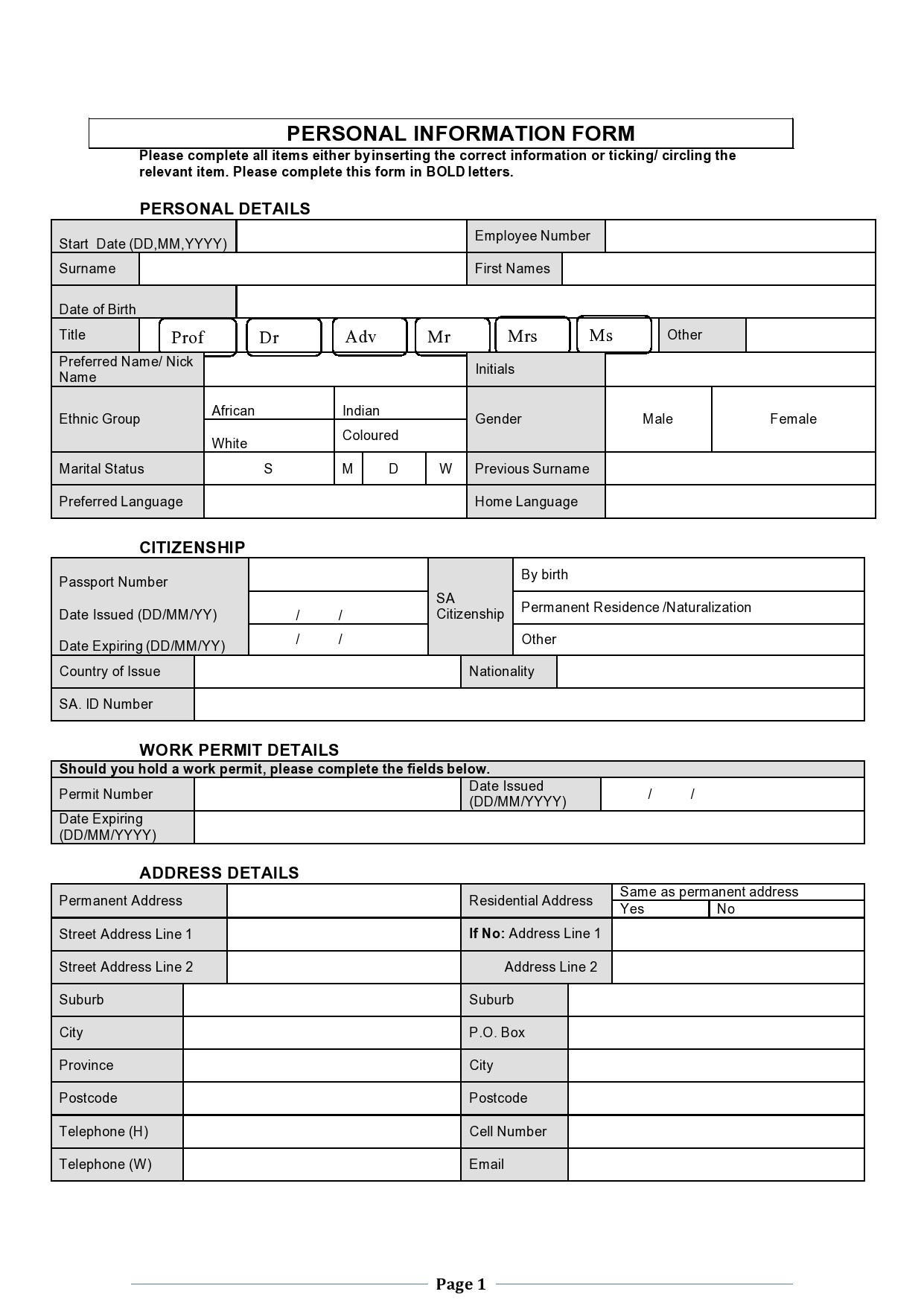 41 Free Personal Information Forms Templates TemplateLab