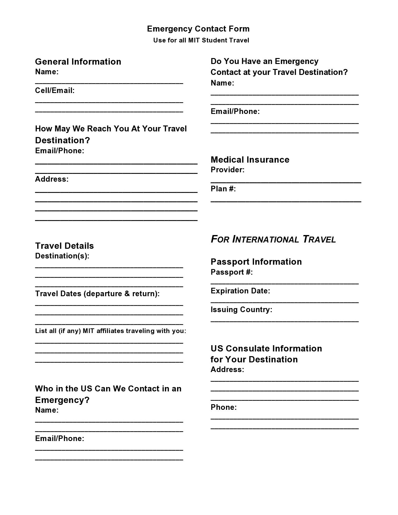 student contact form