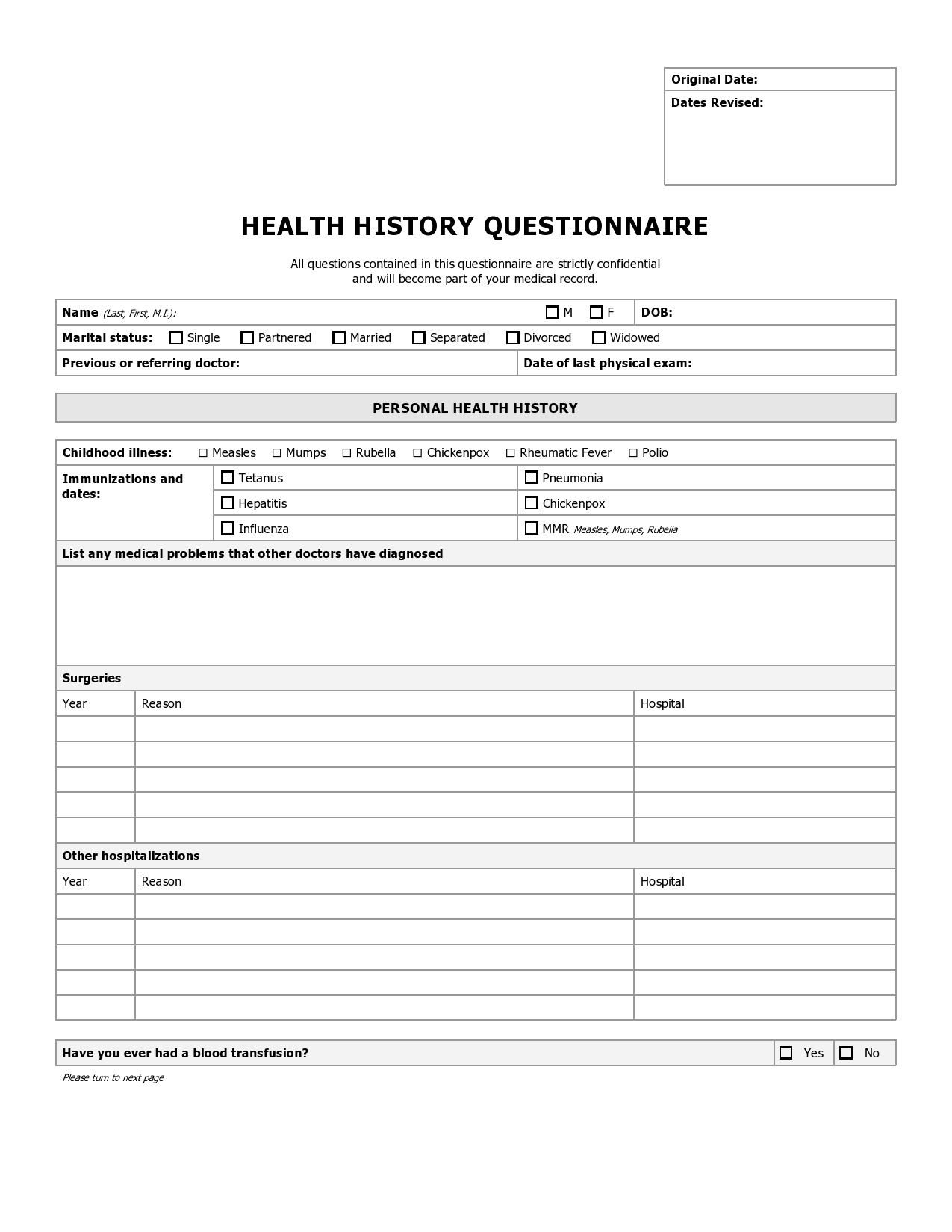 43 Medical Health History Forms PDF Word TemplateLab
