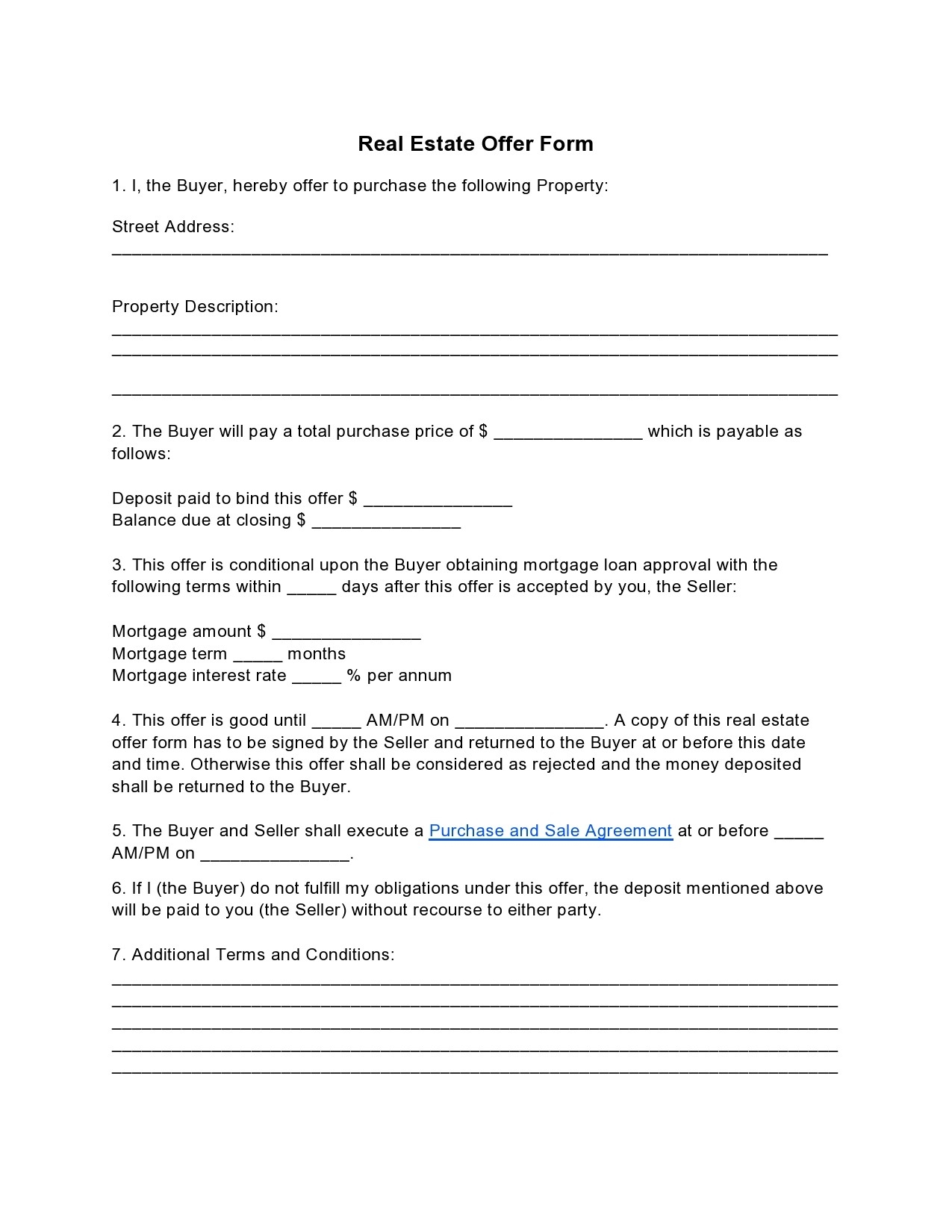 real estate offer forms
