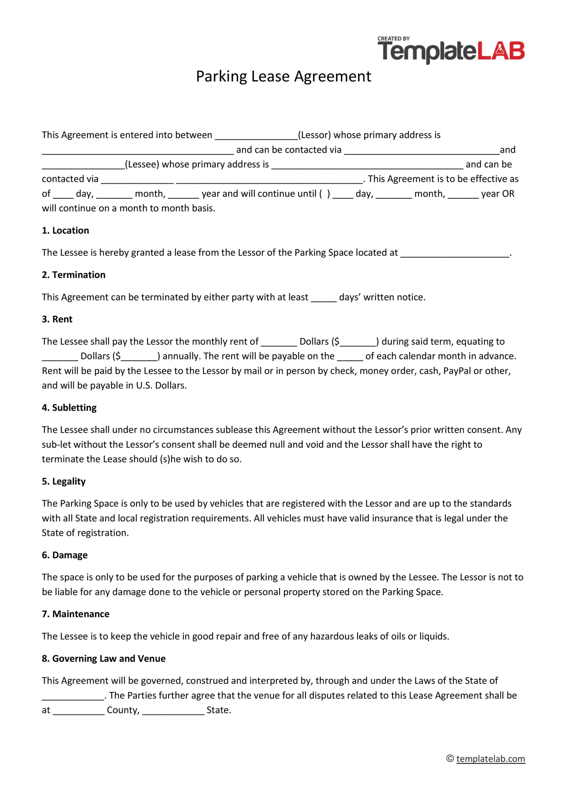 sample rent agreement form