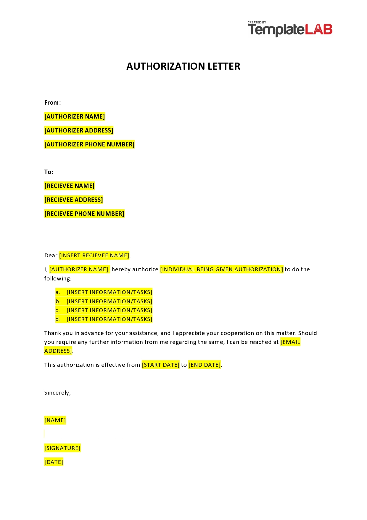 46 Authorization Letter Samples Templates TemplateLab