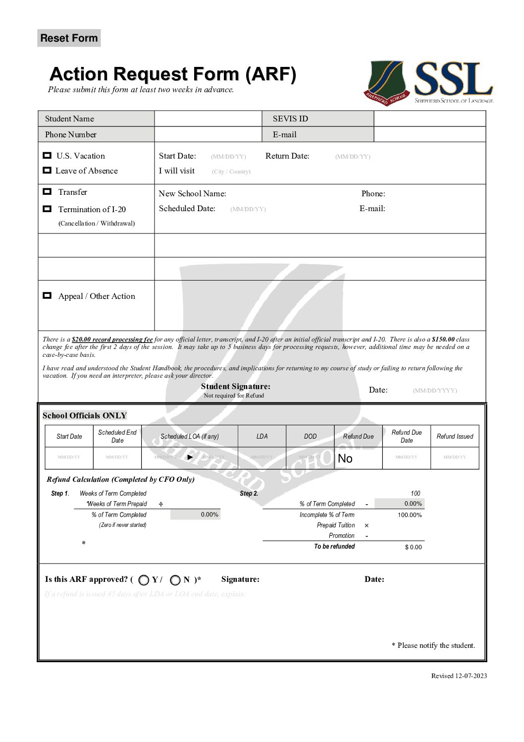 5 Action Request Form SSL EDU