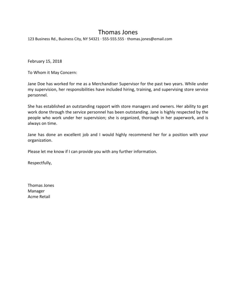 50 Best Recommendation Letters For Employee From Manager