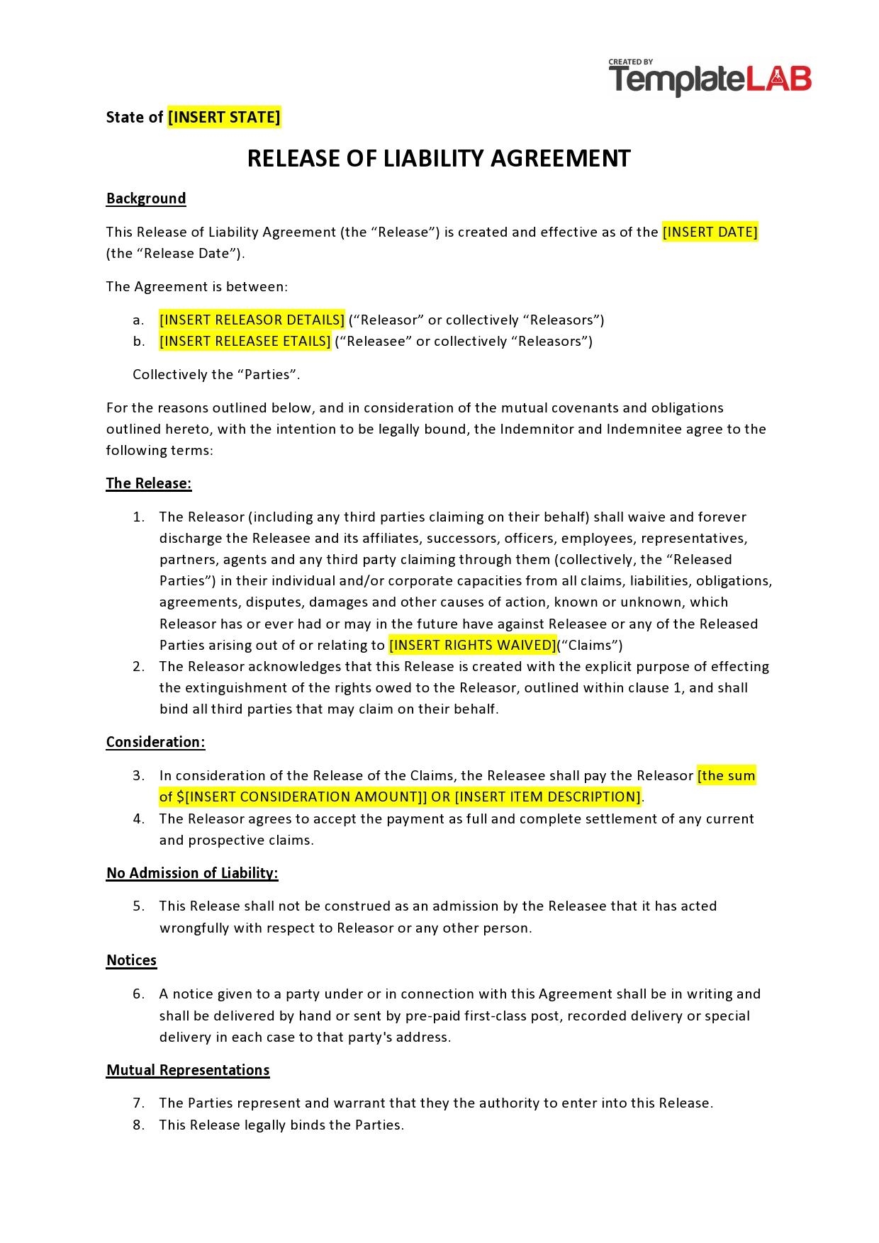 50 Free Release Of Liability Forms Liability Waiver TemplateLab 50 Free Release Of Liability Forms Liability Waiver TemplateLab