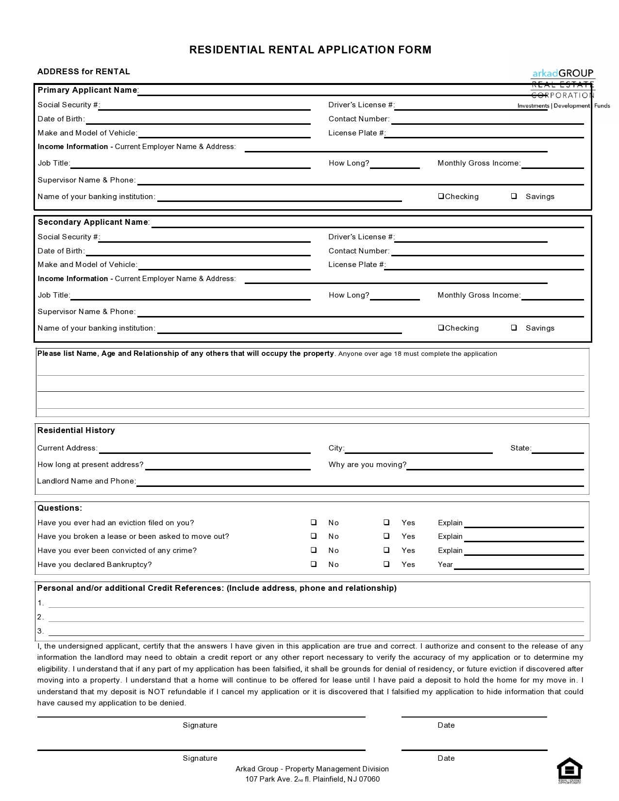 sample housing application form sample housing application form