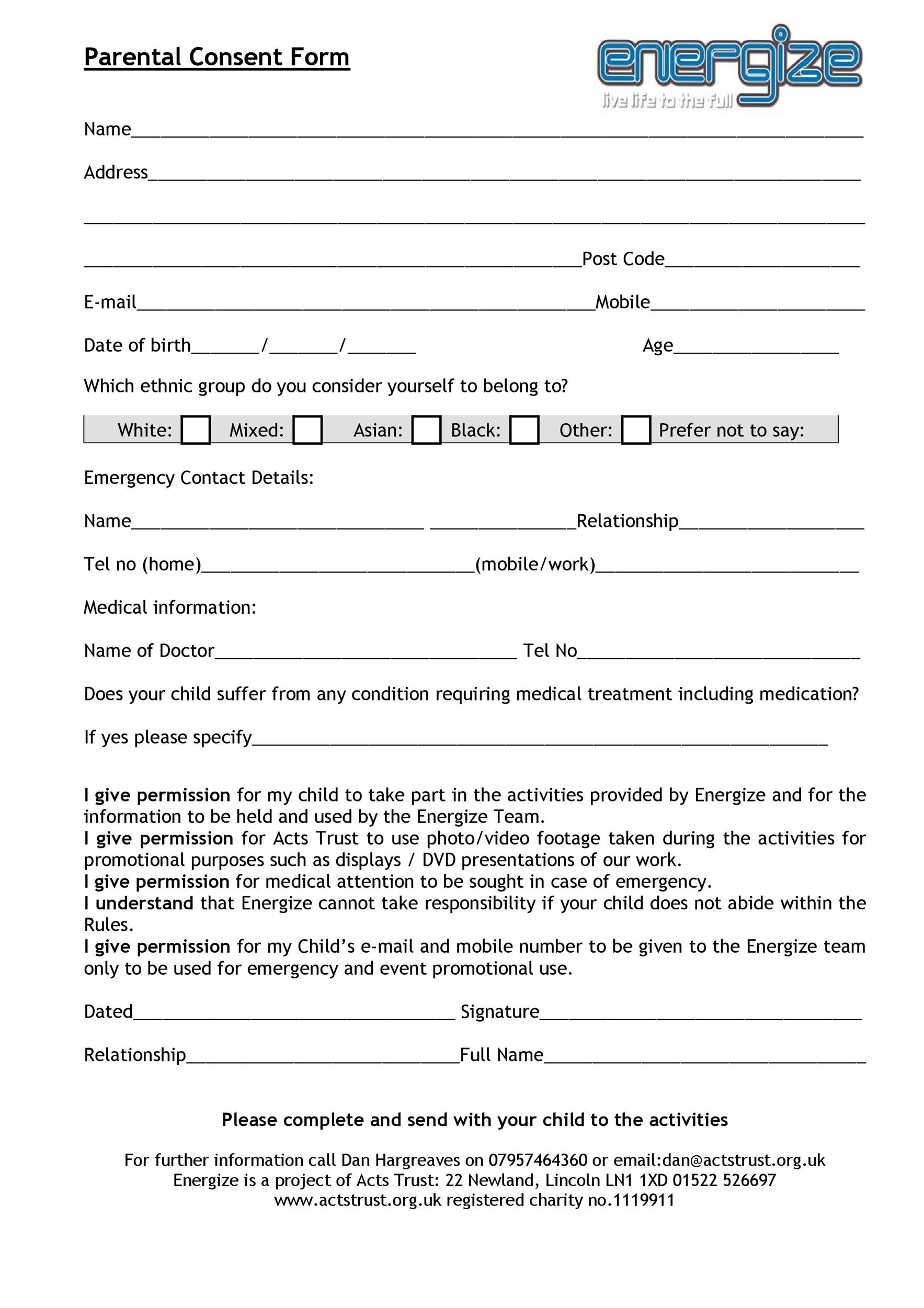 50 Printable Parental Consent Form Templates TemplateLab 50 Printable Parental Consent Form Templates TemplateLab