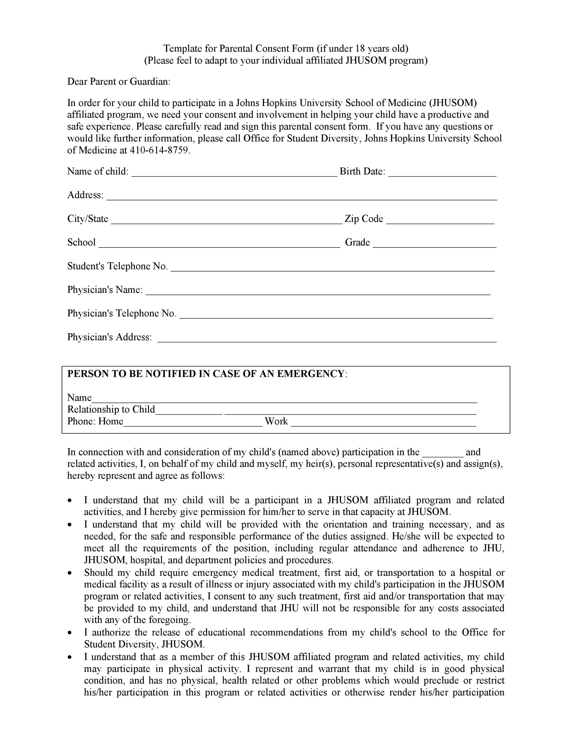 50 Printable Parental Consent Form Templates TemplateLab 50 Printable Parental Consent Form Templates TemplateLab