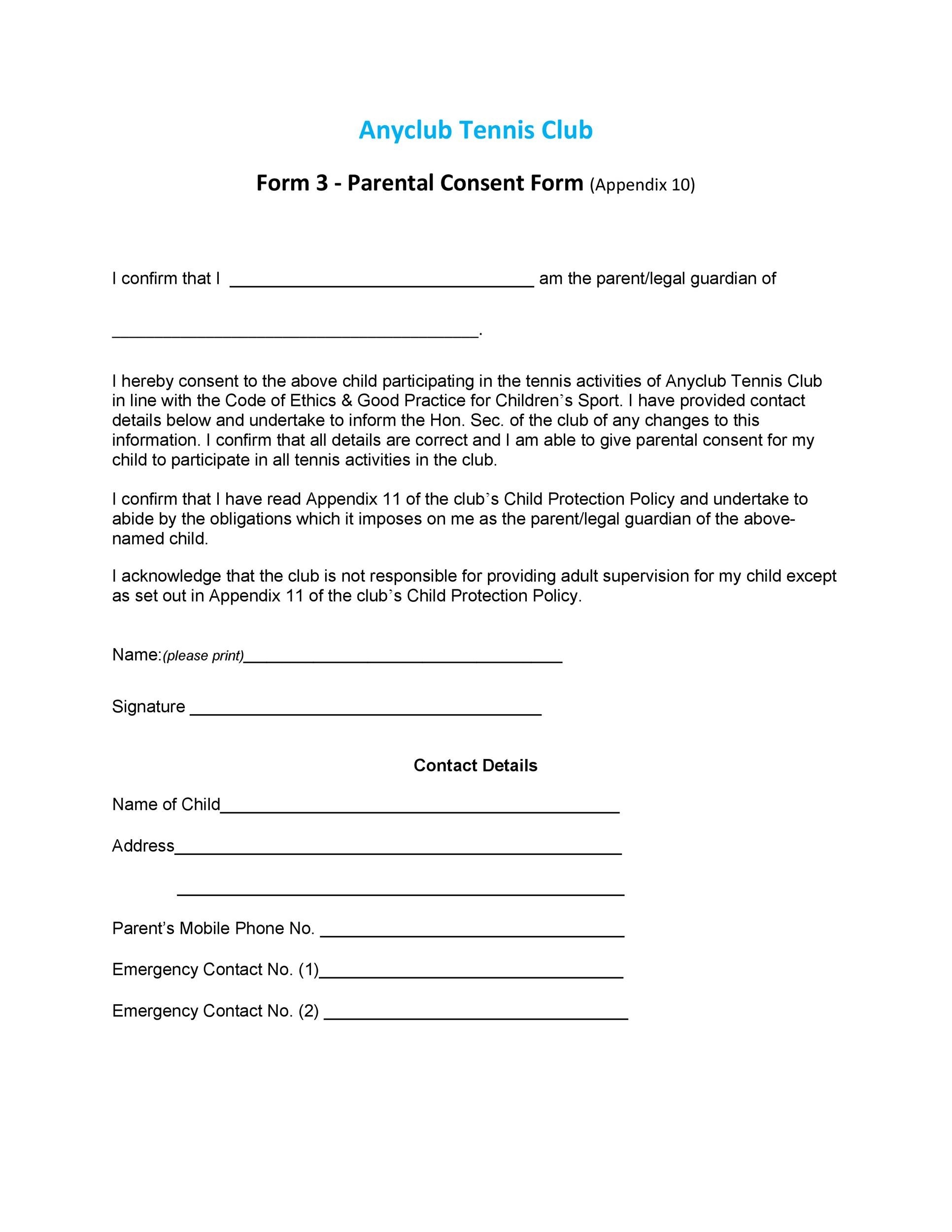 50 Printable Parental Consent Form Templates TemplateLab 50 Printable Parental Consent Form Templates TemplateLab