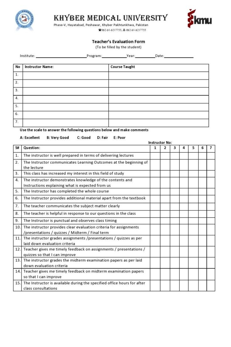 50 Printable Teacher Evaluation Forms Free TemplateLab
