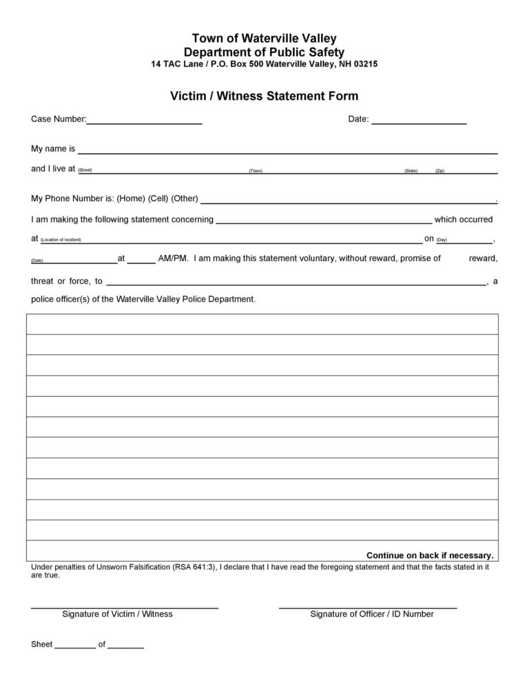 50 Professional Witness Statement Forms Templates TemplateLab