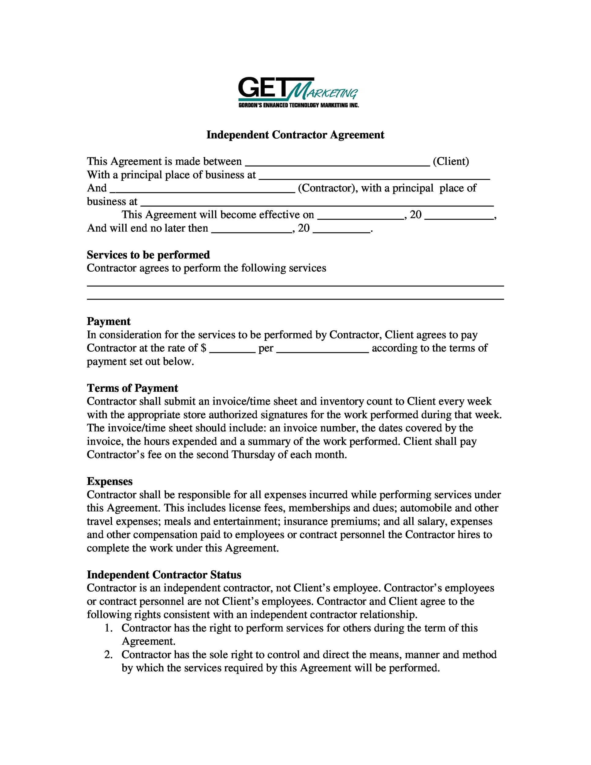 50 Simple Independent Contractor Agreement Templates FREE 