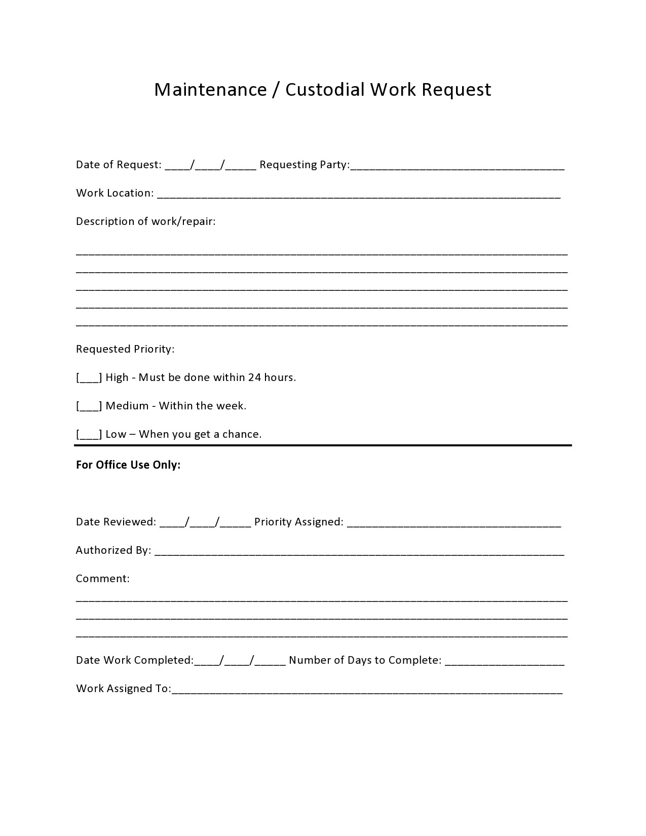 service request form
