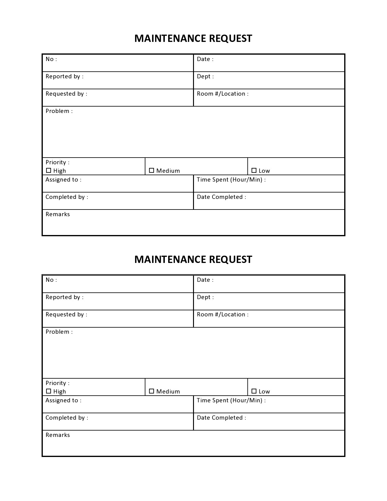 maintenance request form maintenance request form