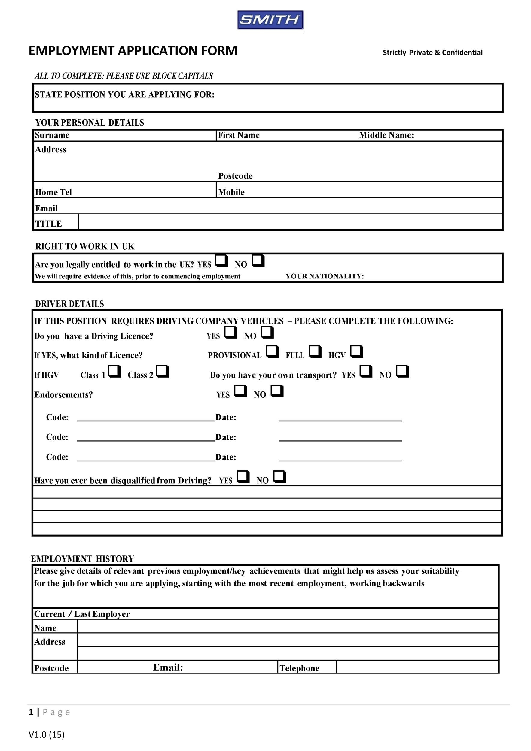 56 Free Employment Job Application Form Templates Printable TemplateLab 56 Free Employment Job Application Form Templates Printable TemplateLab