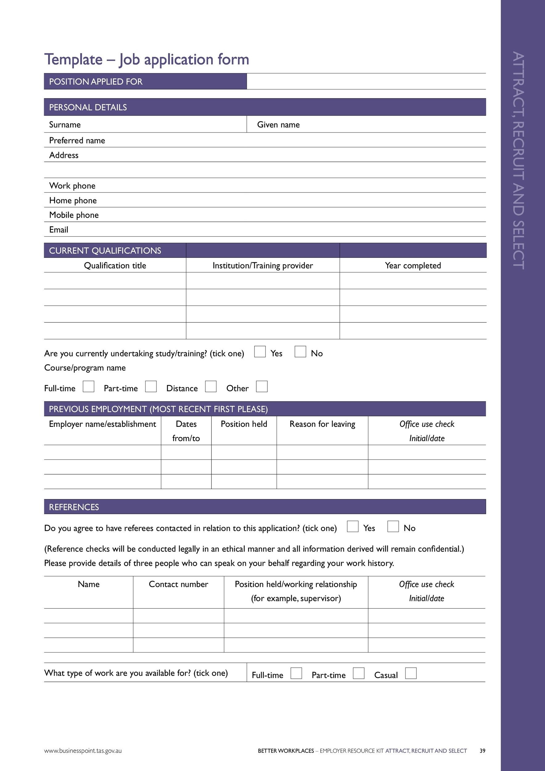 56 Free Employment Job Application Form Templates Printable TemplateLab 56 Free Employment Job Application Form Templates Printable TemplateLab