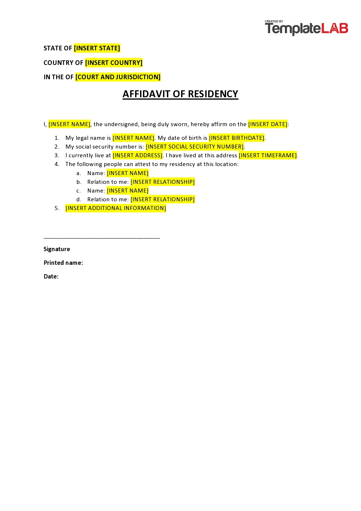 60 Free Affidavit Templates Forms Word PDF TemplateLab