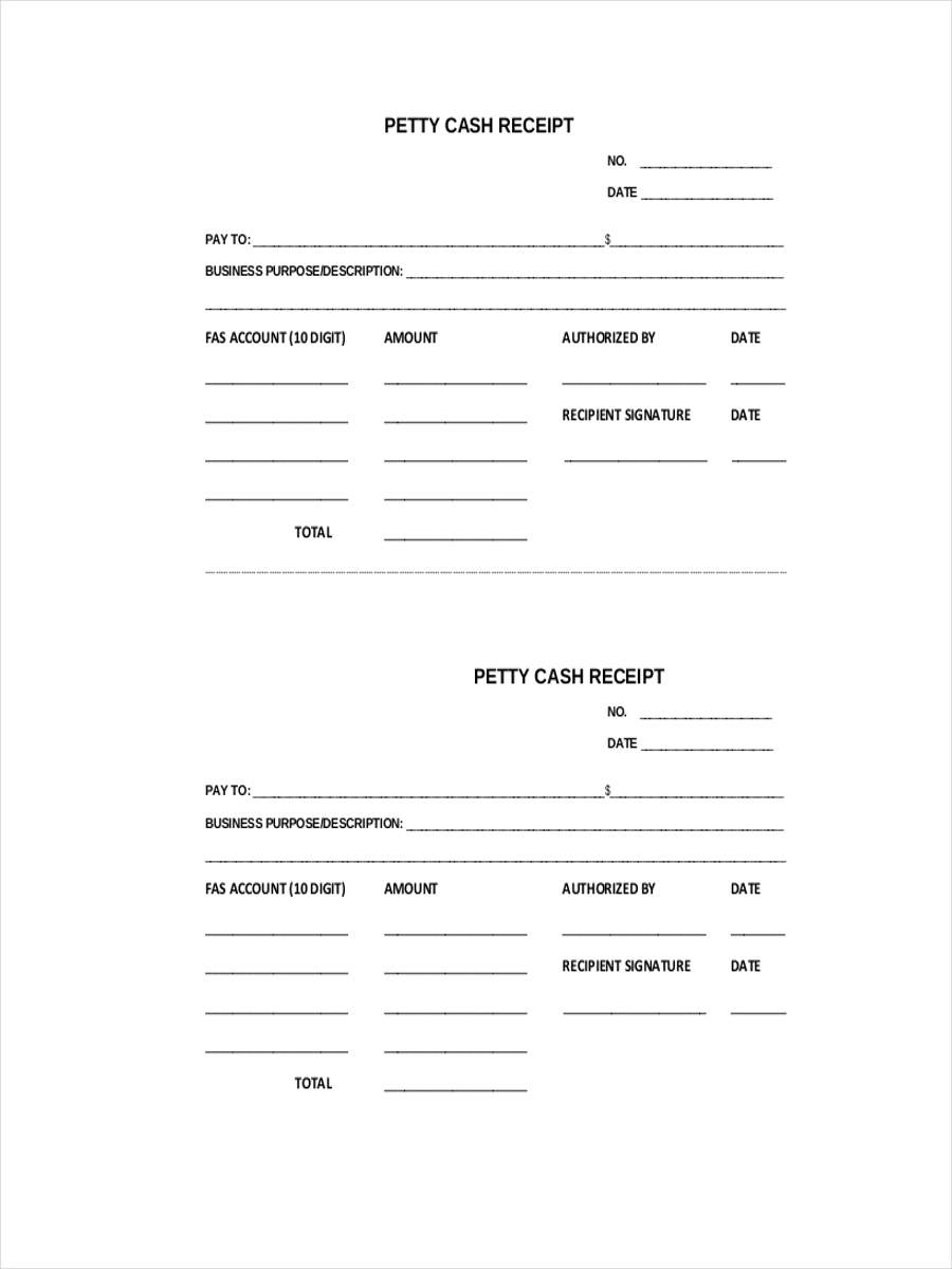 petty cash receipt form