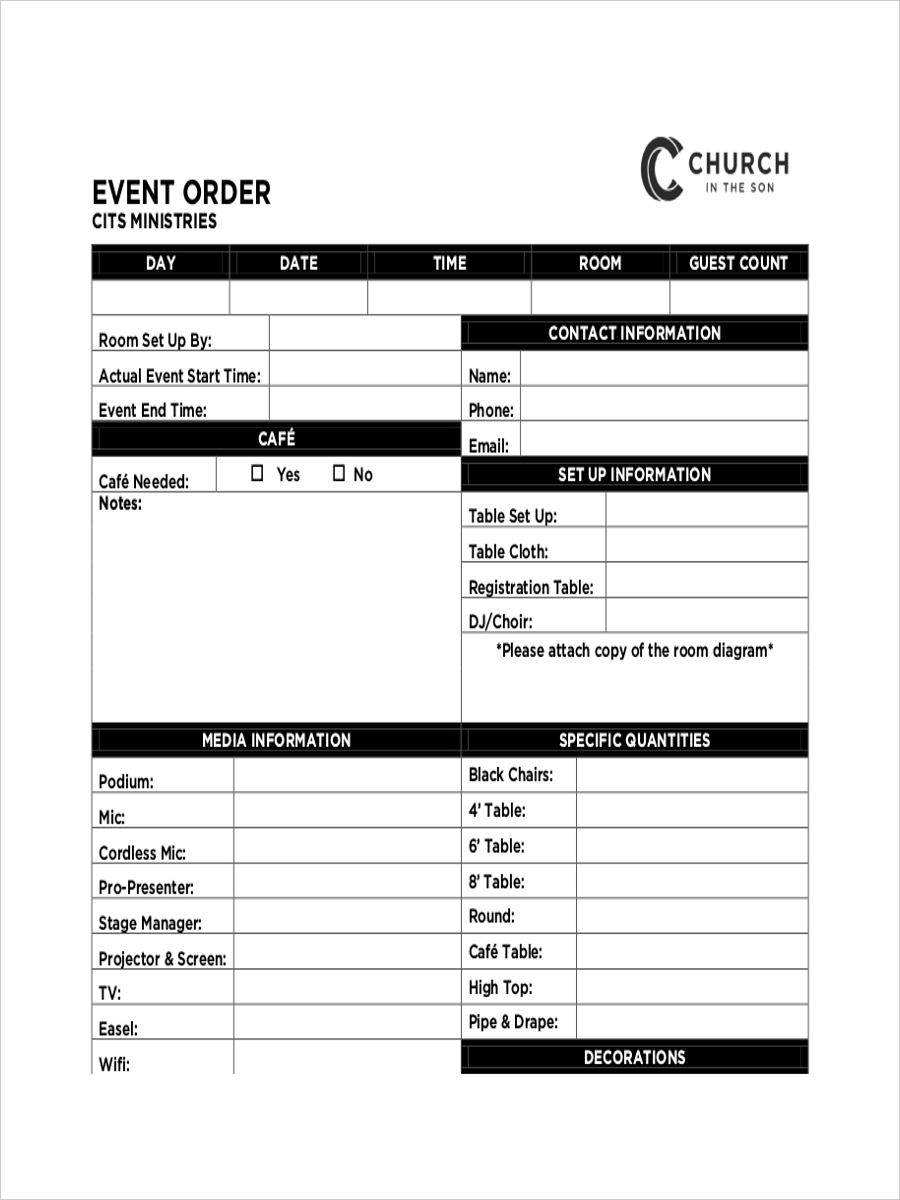 event order form