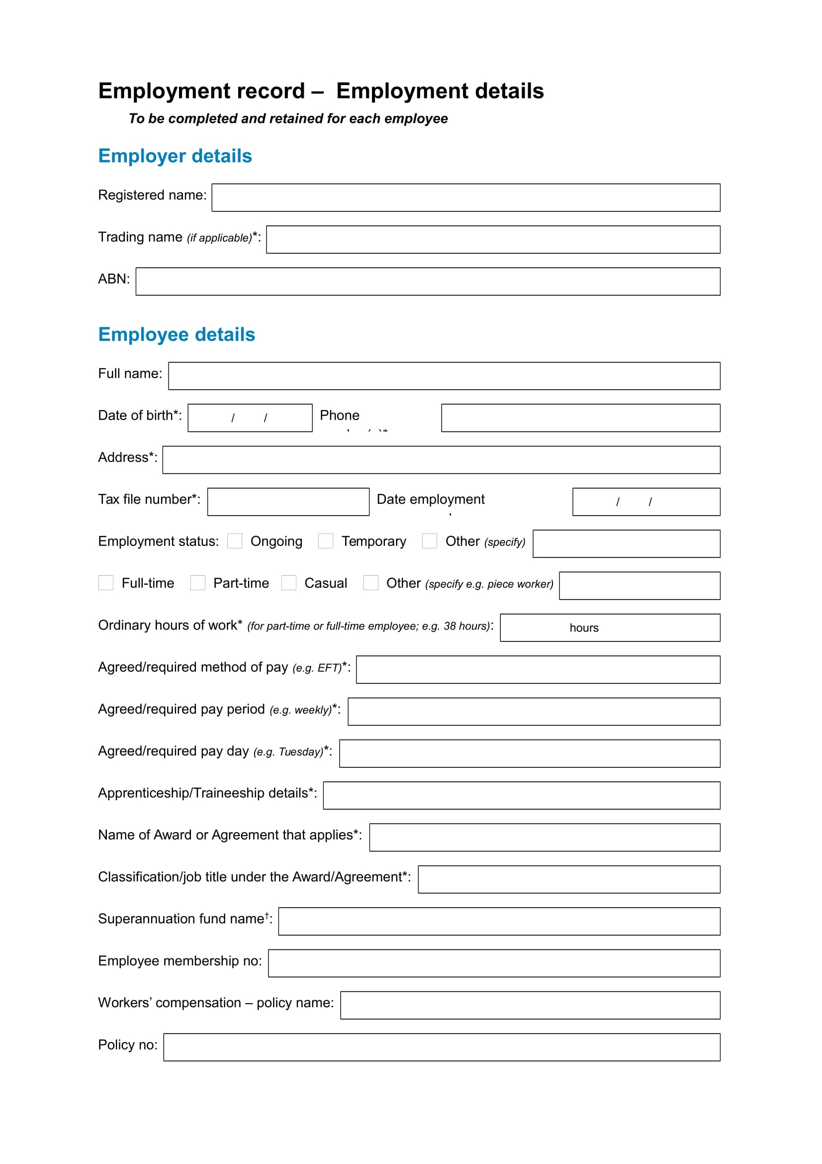 9 Employment History Form Examples To Download