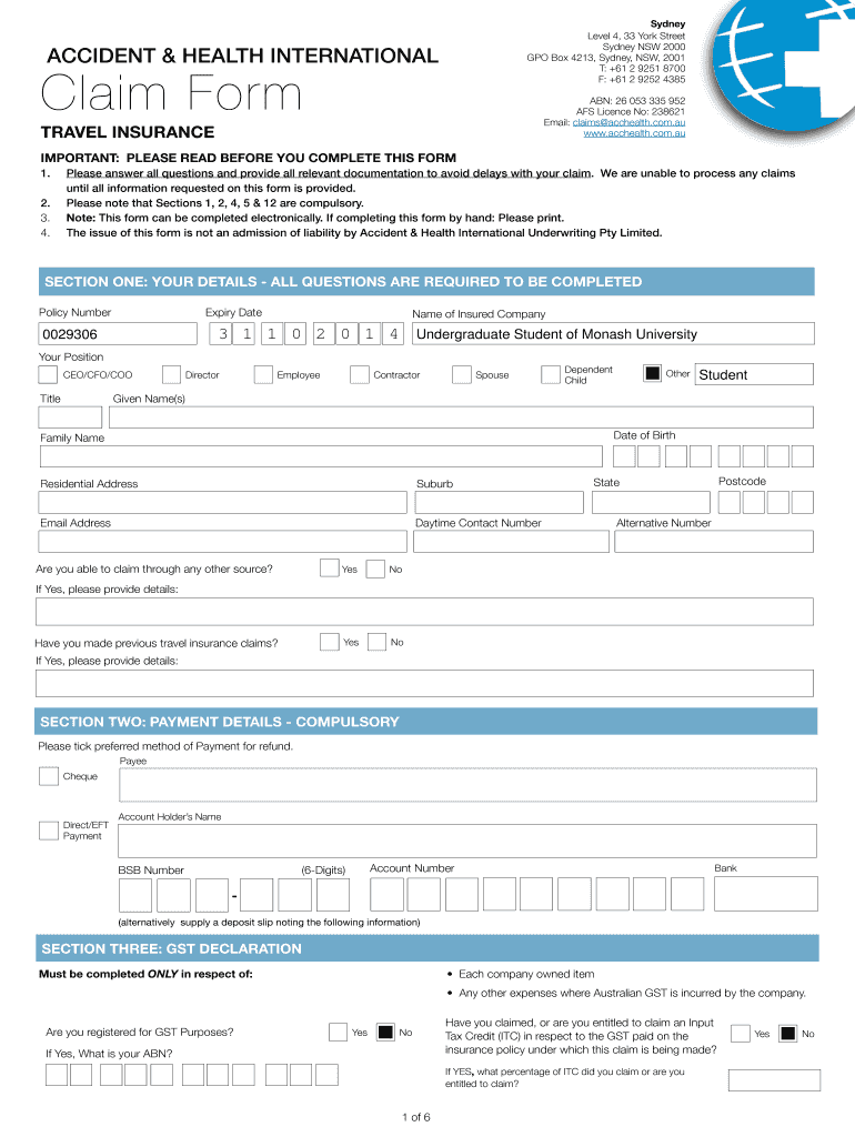 Aaa Travel Insurance Fill Out Sign Online DocHub