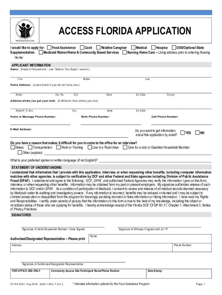 Access Florida Application Form Fill Out Sign Online DocHub