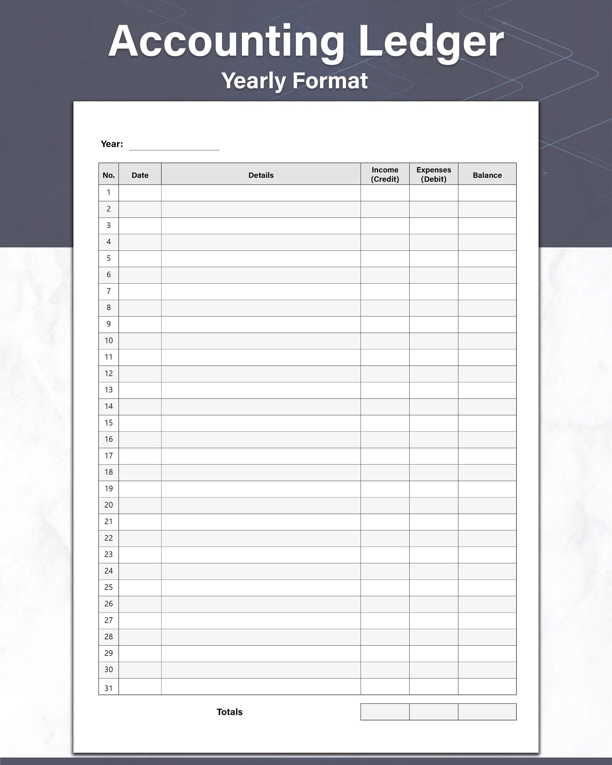 Accounting Ledger Template Yearly Accounts And General Ledger Sheet Money Tracker Columnar Paper Ideal For Small Business Bookkeeping Etsy