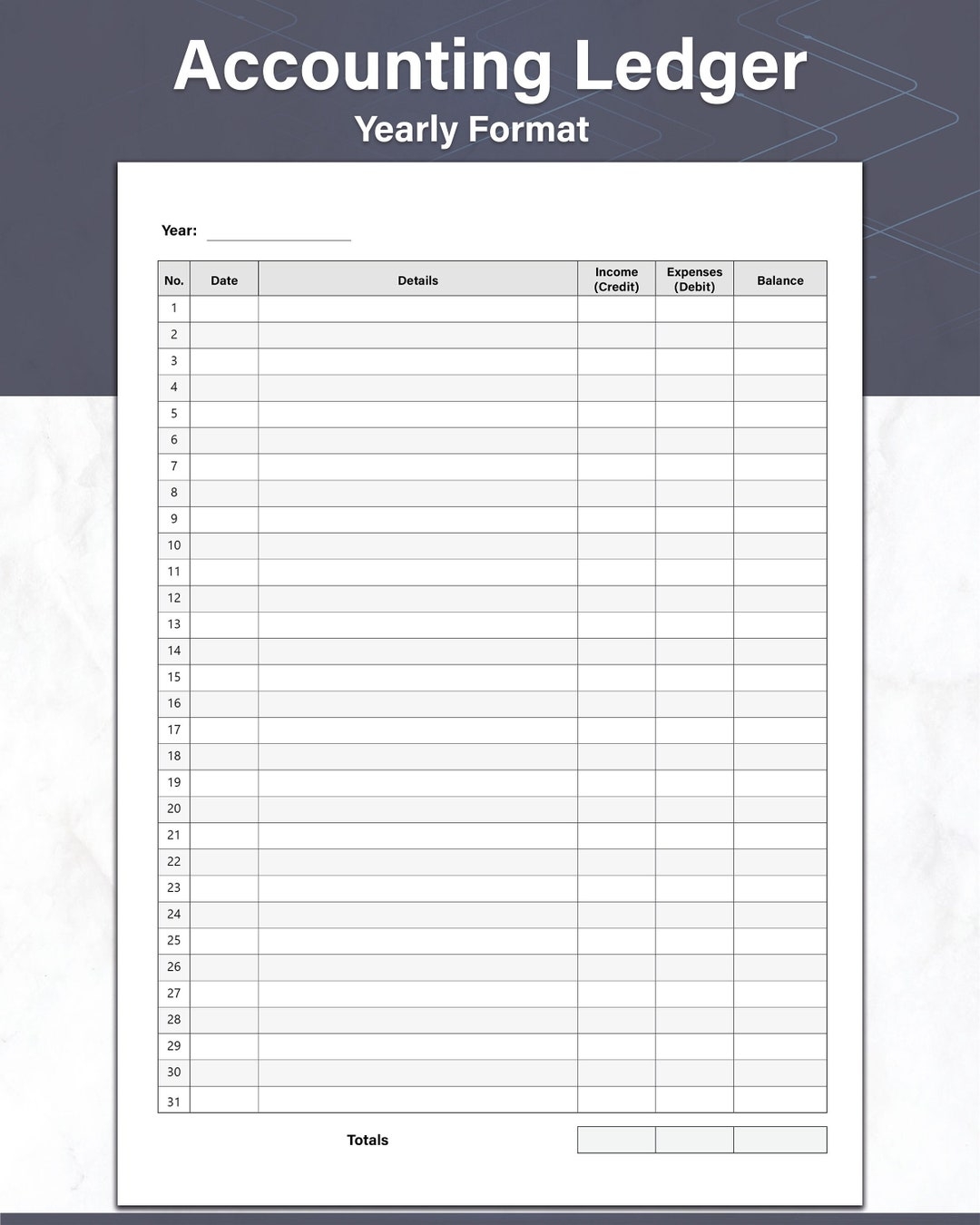 Accounting Ledger Template Yearly Accounts And General Ledger Sheet Money Tracker Columnar Paper Ideal For Small Business Bookkeeping Etsy