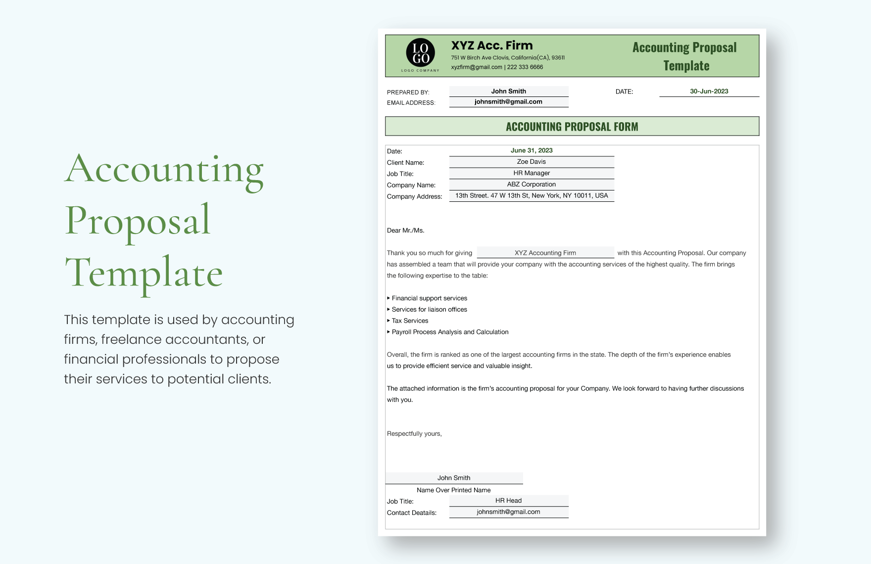 Accounting Service Proposal Template In Word PDF Google Docs Download Template