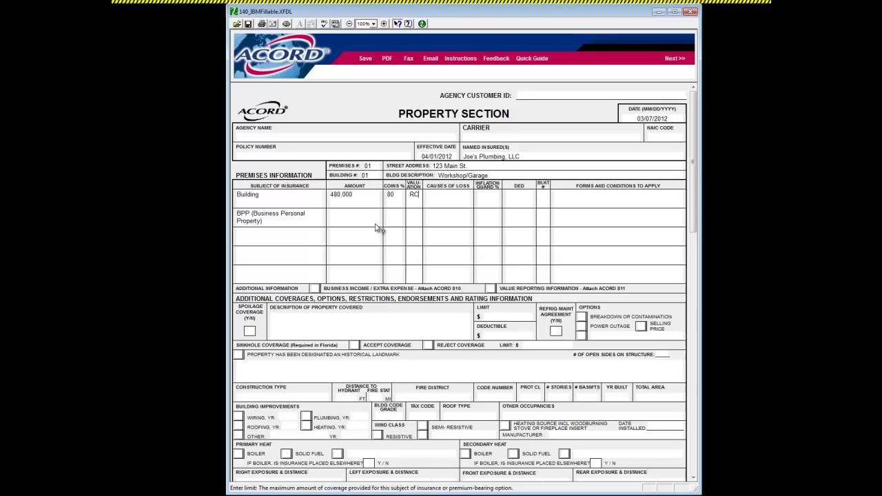 Acord 140 How To Complete Insurance Agency Quoting Forms YouTube Acord 140 How To Complete Insurance Agency Quoting Forms YouTube