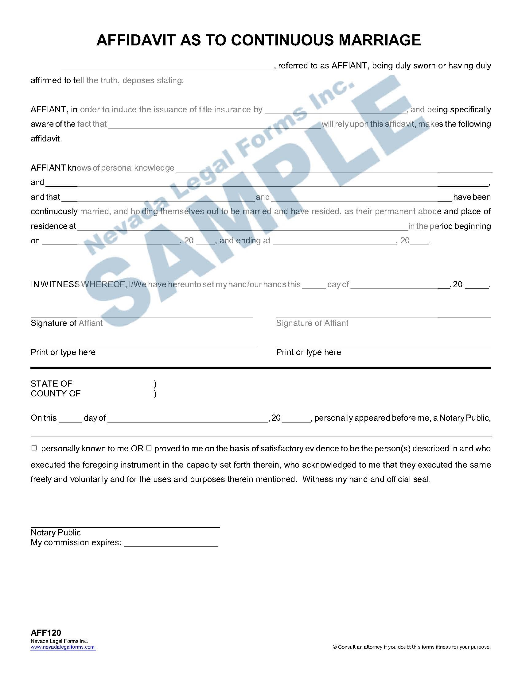affidavit form for marriage