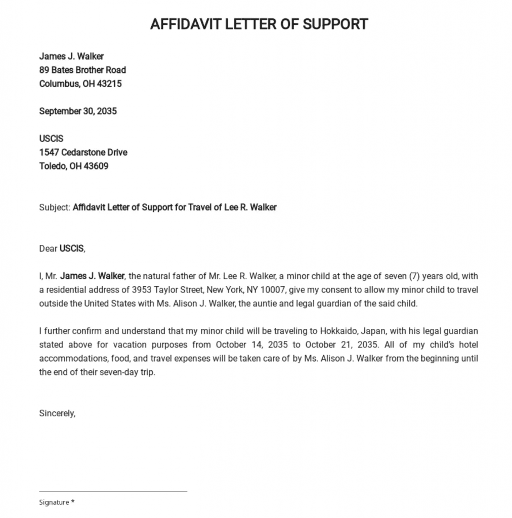 affidavit of support form