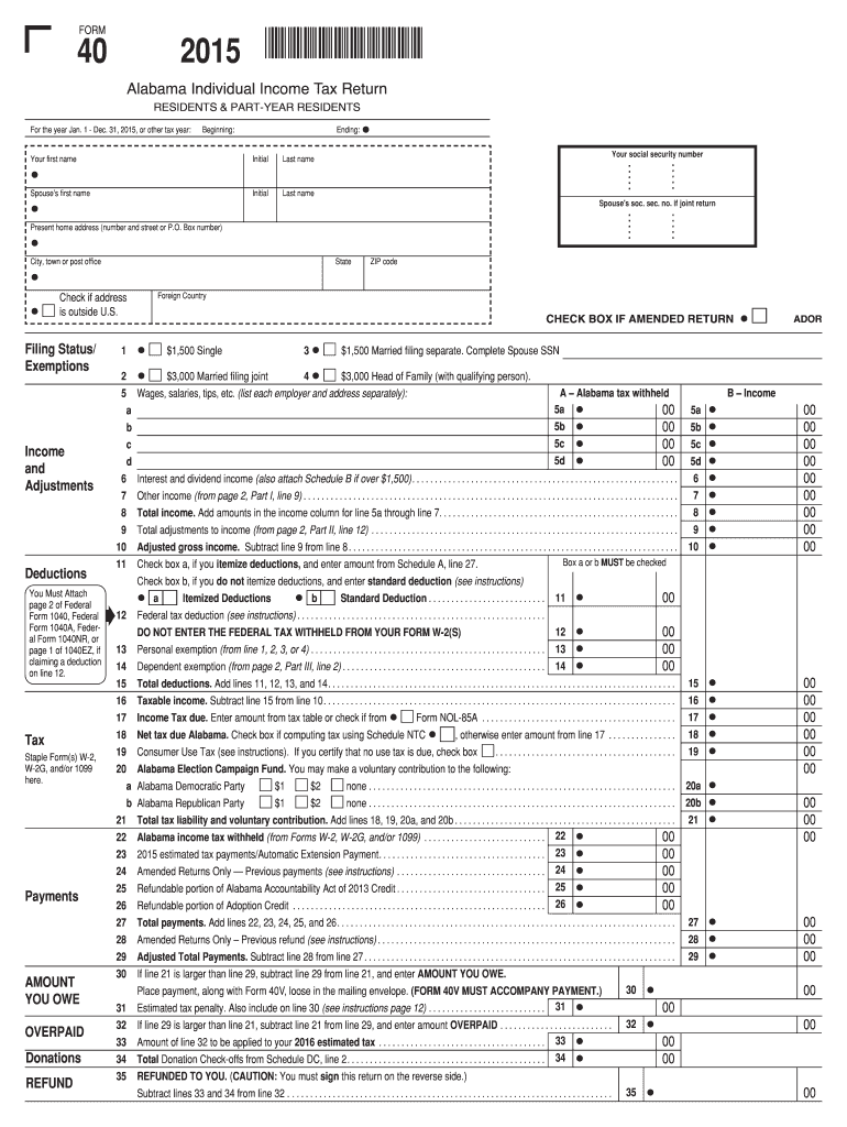 Alabama State Tax Form Pdf Fill Out Sign Online DocHub
