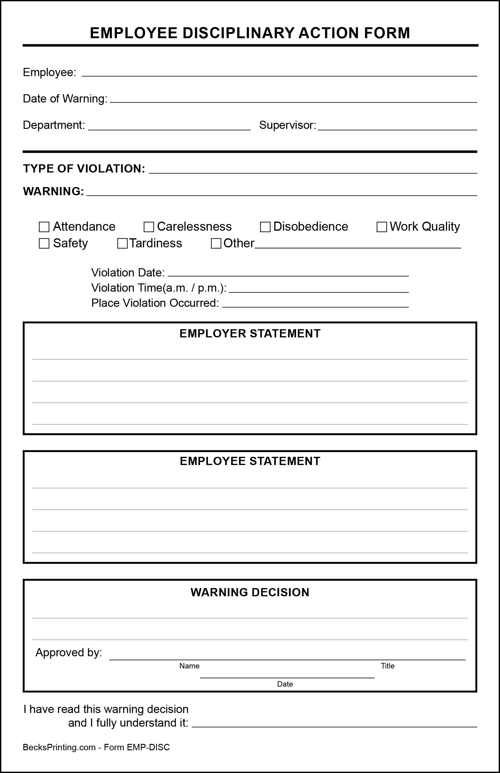 Amazon Becks Printing Employee Disciplinary Action Forms 2 Part Carbonless Paper Pack Of 250 Office Products Amazon Becks Printing Employee Disciplinary Action Forms 2 Part Carbonless Paper Pack Of 250 Office Products