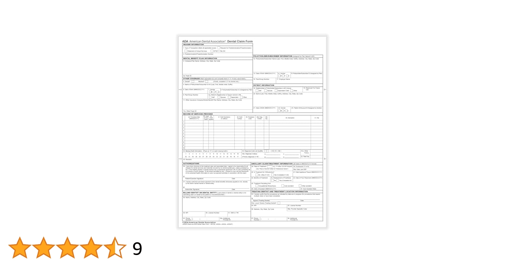 Amazon ComplyRight ADA Dental Claim Forms 2024 Version Pack Of 500 8 1 2 X 11 Laser Printed Insurance Claim Form Office Products