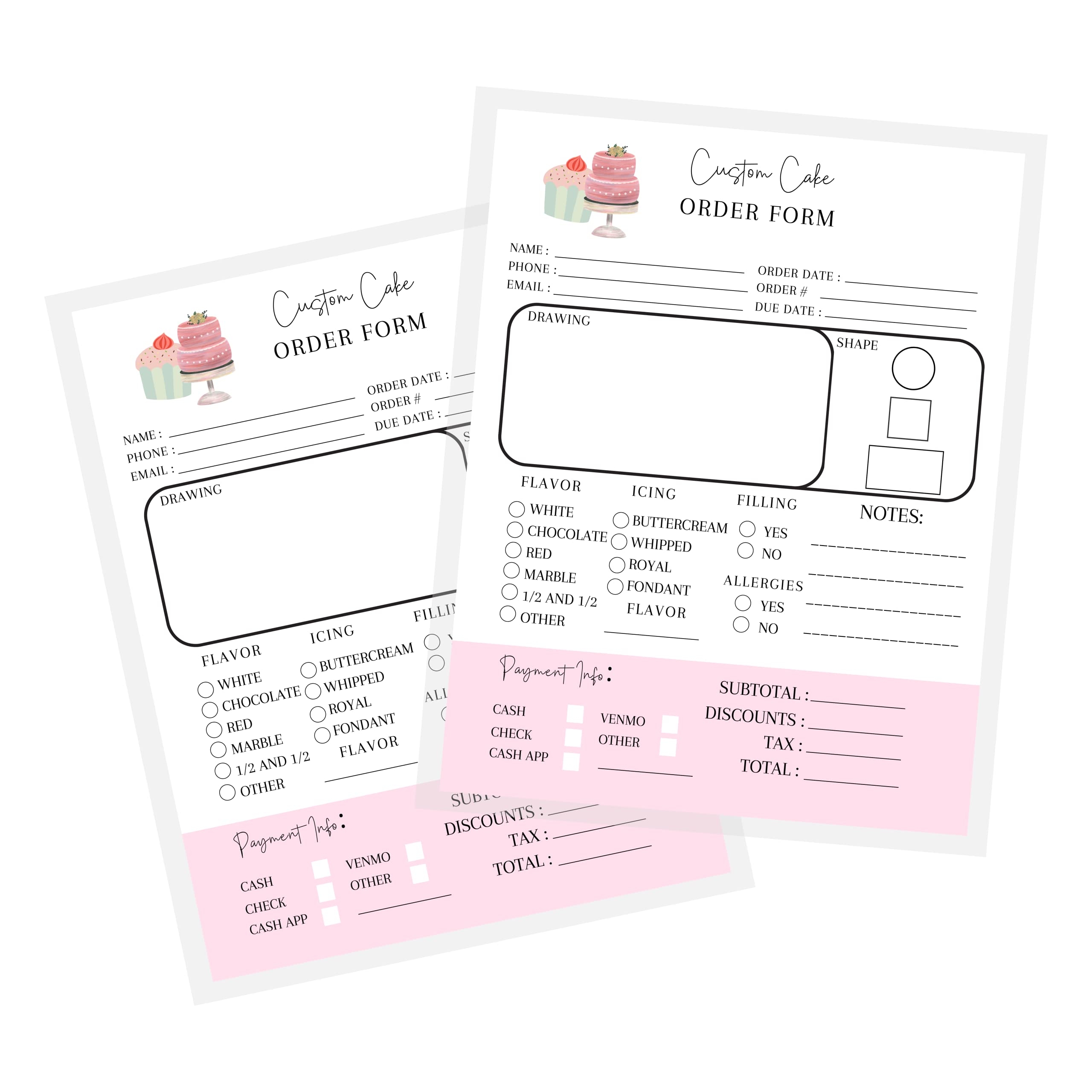 Amazon Custom Cake Order Form Sheets 50 Pk For Bakers Dessert Wedding Birthday Party Cake Form Book Bakers Supplies Small Business Planner 8 5x11 Inches Office Products