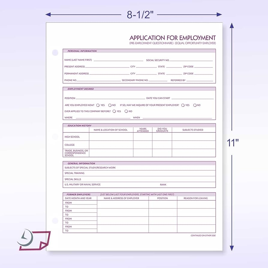employment application forms