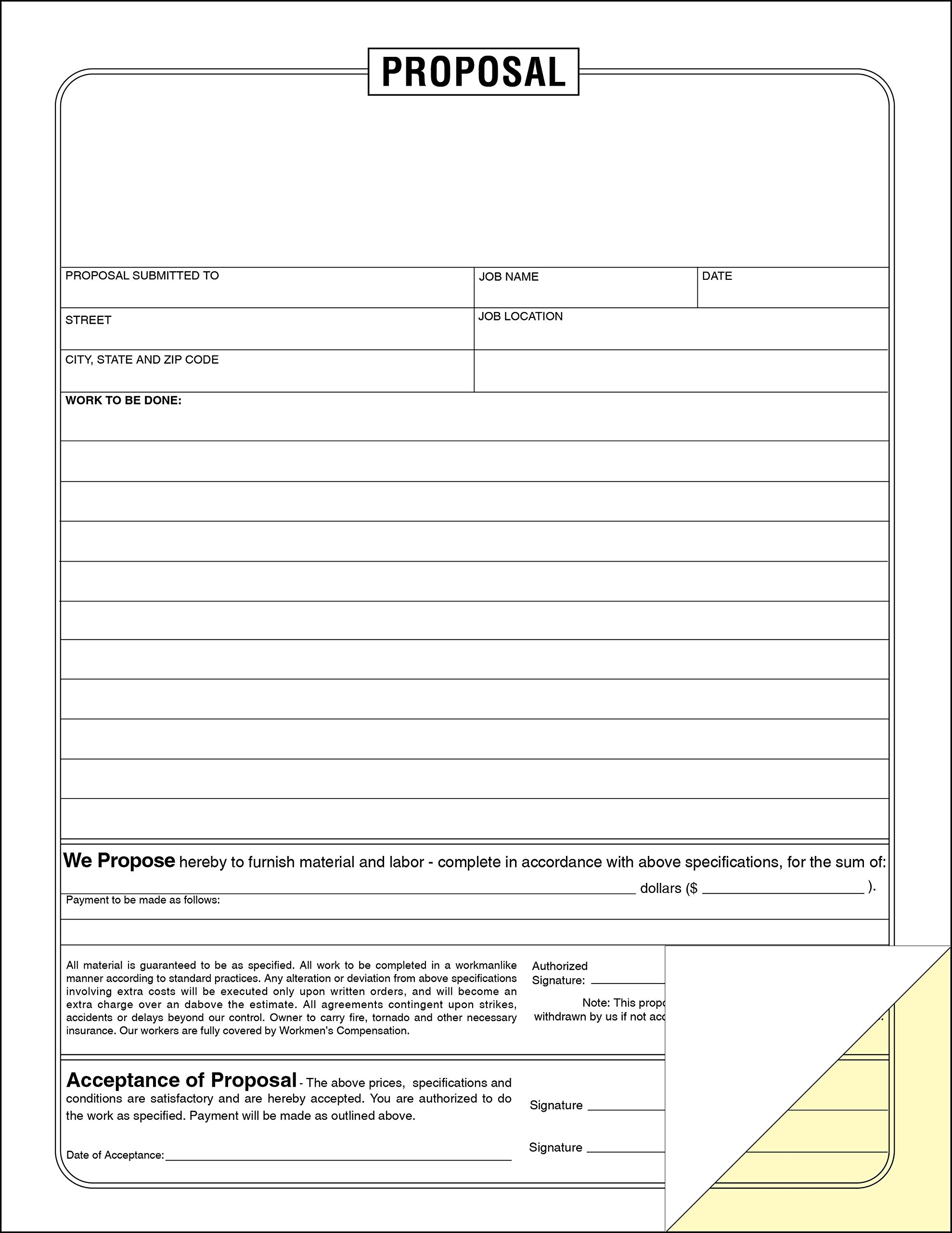 Amazon Job Proposal Form For Contractors 2 Part Carbonless Form 100 Pack Office Products