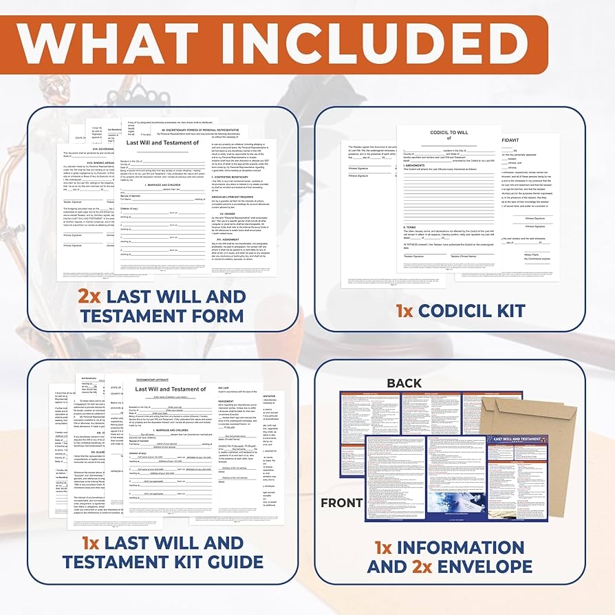 Amazon Last Will And Testament Kit 2025 Legal Will And Trust Forms For Estate Planning Do It Yourself Kit For Peace Of Mind Includes 2 Forms Codicil Guide Information