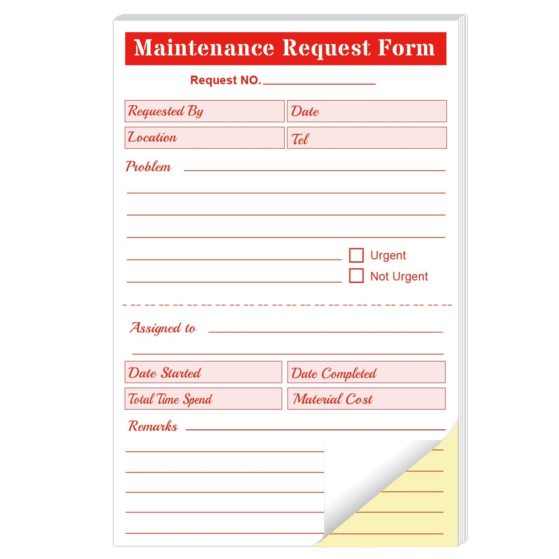 Amazon Maintenance Request Book Forms 5 5 X 8 5 Inch 2 Part Carbonless Maintenance Repair Request Slips Work Order Forms For Industrial Equipment 100 Pcs Office Products