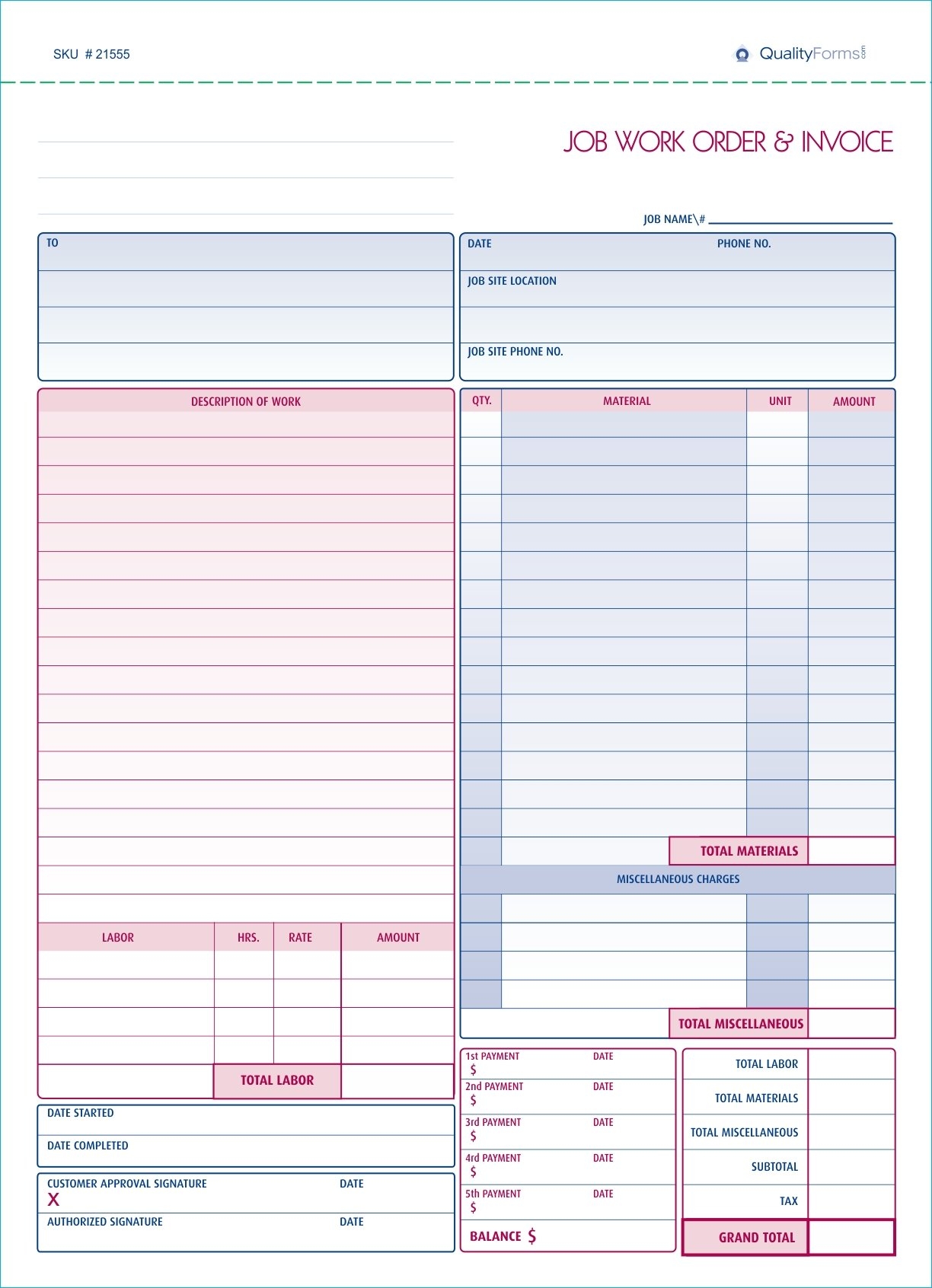 Amazon NextDayLabels Contractor Job Work Order Invoice Grid Sheet 2 Part Carbonless 100 Per Pack Office Products Amazon NextDayLabels Contractor Job Work Order Invoice Grid Sheet 2 Part Carbonless 100 Per Pack Office Products