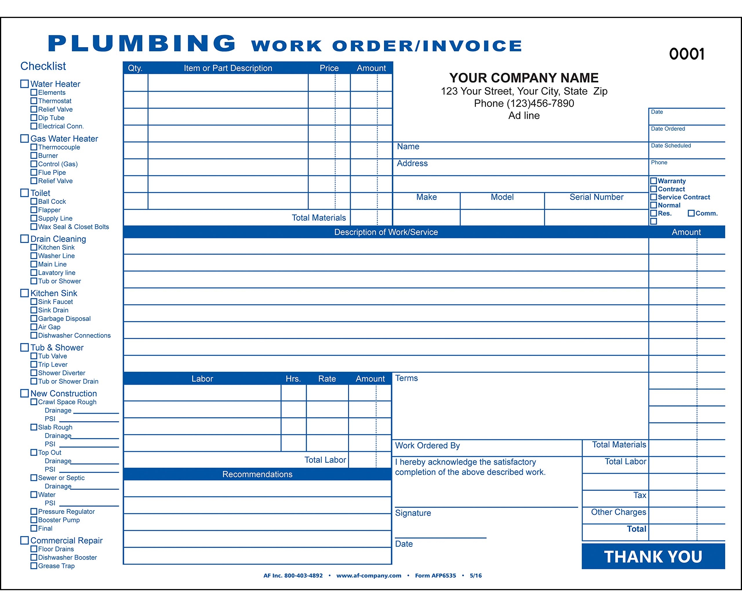 Amazon Plumbing Work Order Invoice 3 Copy Triplicate 11 x8 5 Personalized Free 100 Forms Office Products Amazon Plumbing Work Order Invoice 3 Copy Triplicate 11 x8 5 Personalized Free 100 Forms Office Products
