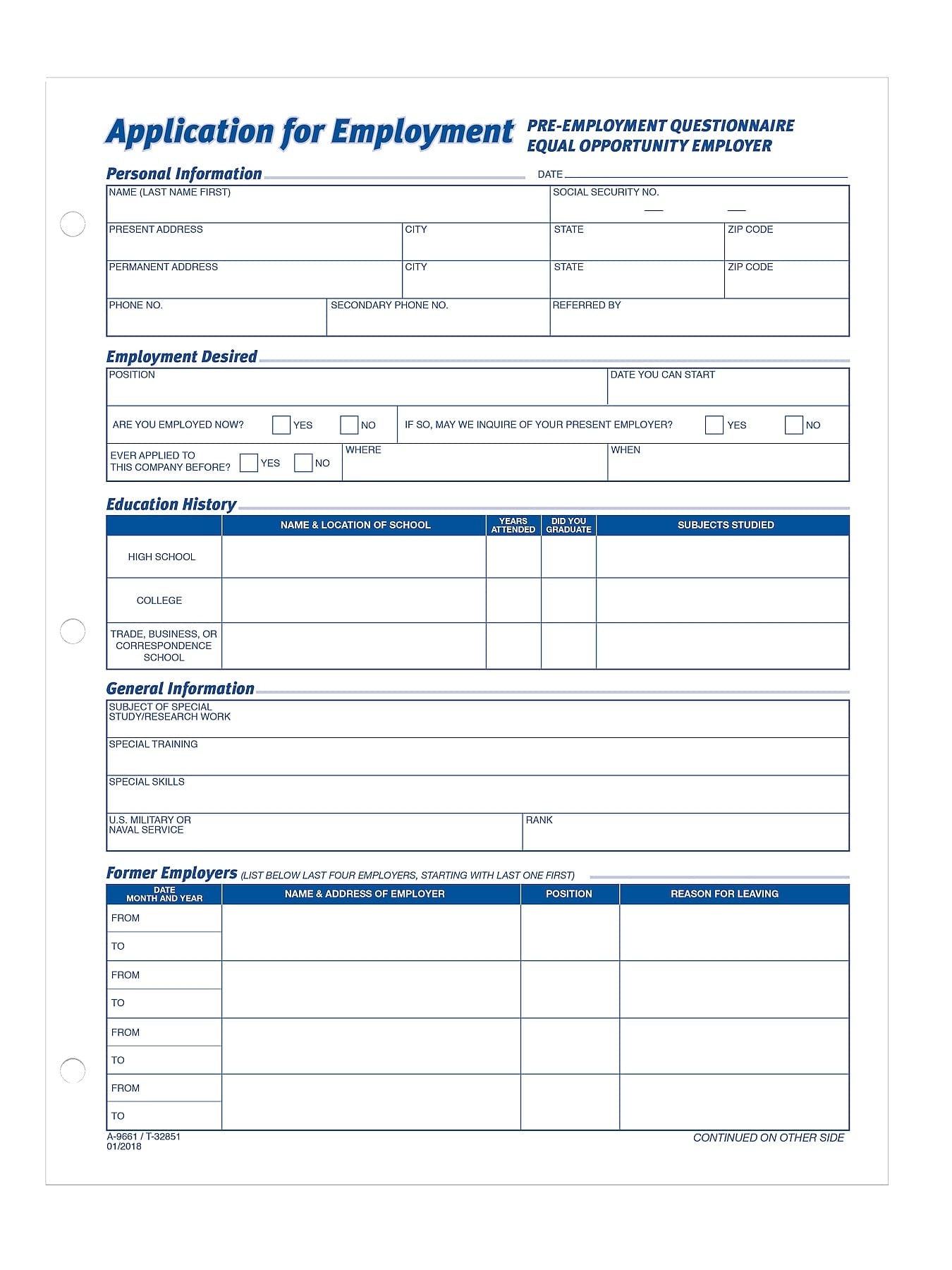 Amazon TOPS Employee Application Form Office Furniture Office Products Amazon TOPS Employee Application Form Office Furniture Office Products