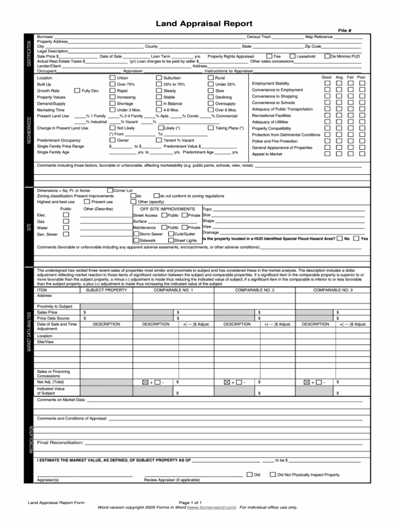 Appraisal Document Fill Online Printable Fillable Blank PdfFiller